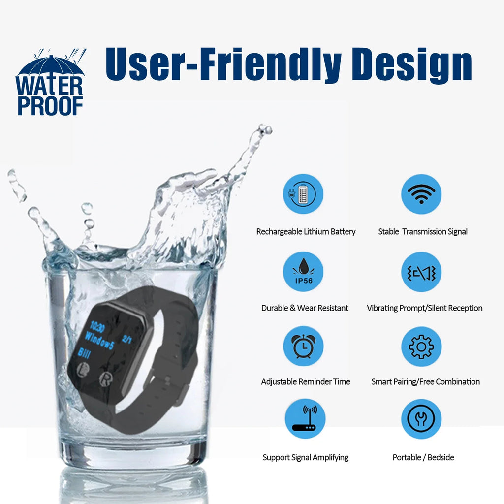 Watch Receiver Wireless Waiter Call Restaurant Pager