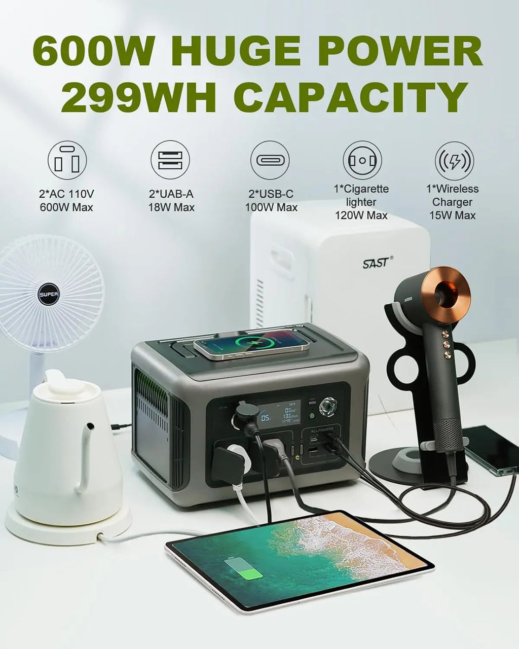 Portable Power Station R600, 299Wh