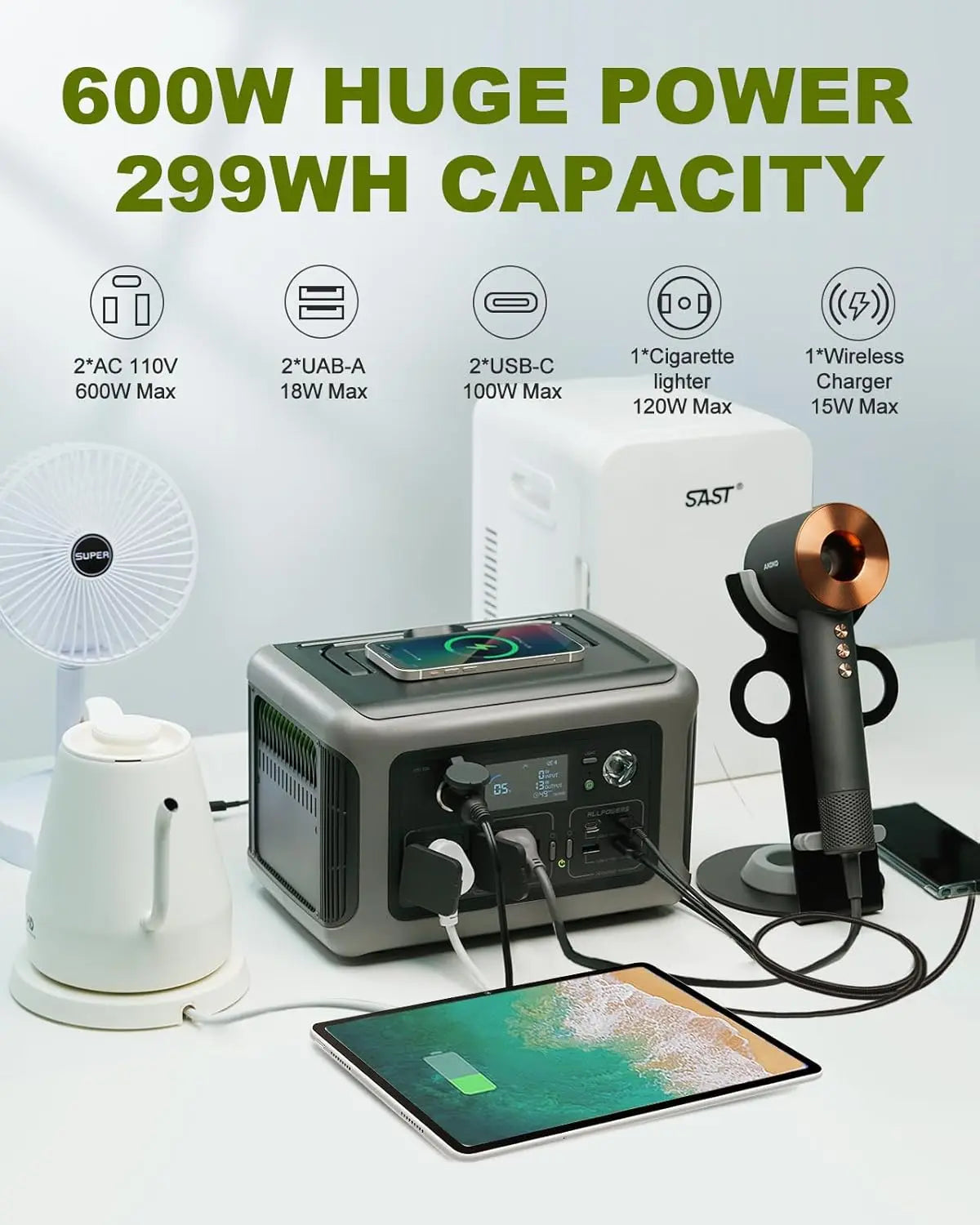Portable Power Station R600, 299Wh
